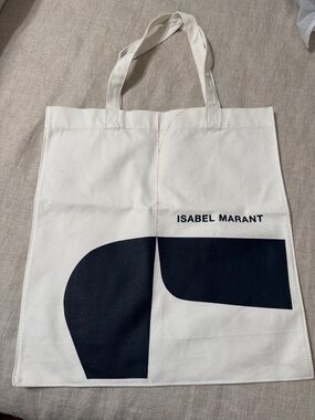Isabel Marant White Canvas Tote with Black Graphic
